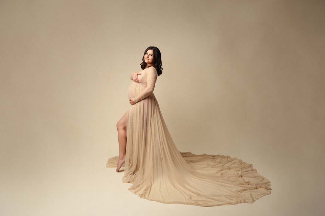 Lansing Maternity Photography Baige Dress by For the Love of Photography