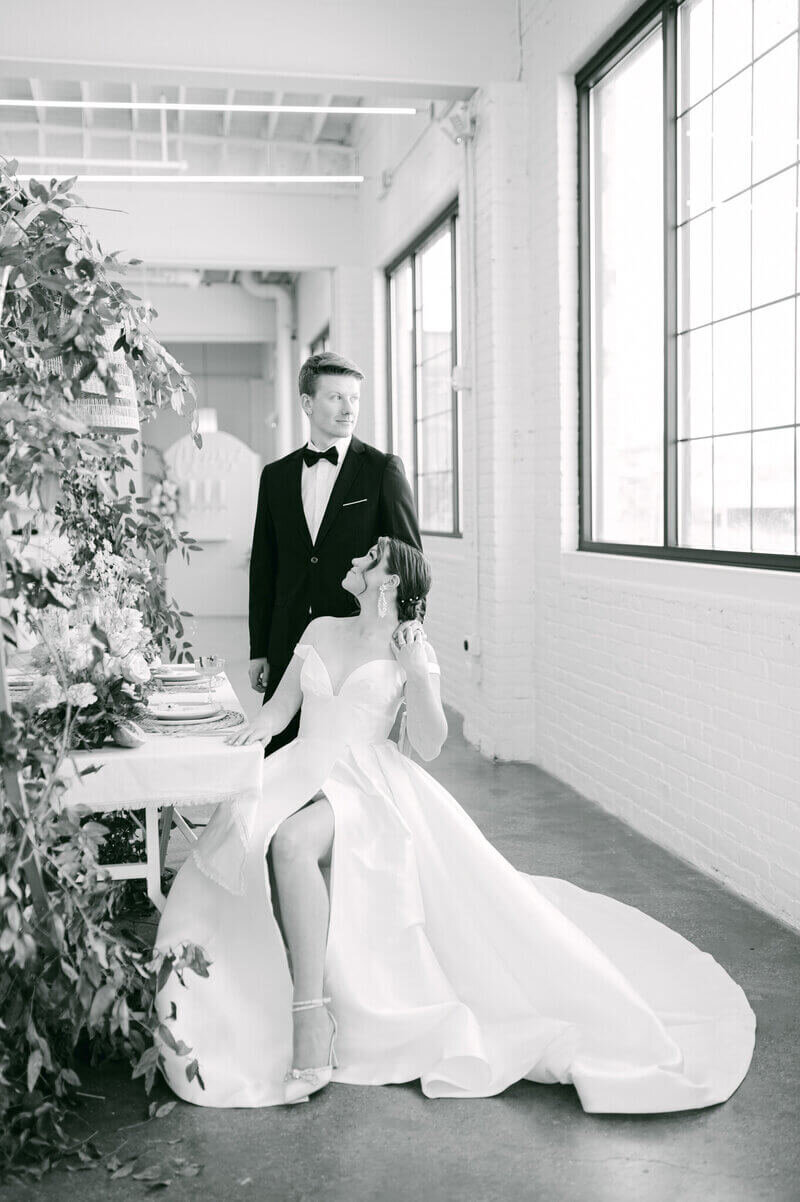 Bride and groom looking at each other by wedding planners chicago il