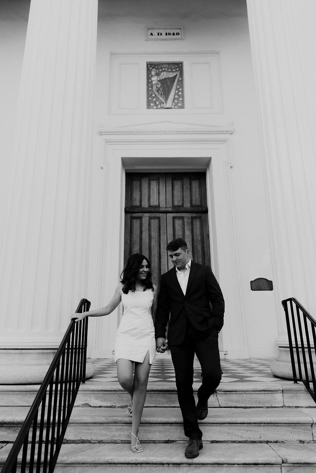 Couple captured by Charleston engagement photographers