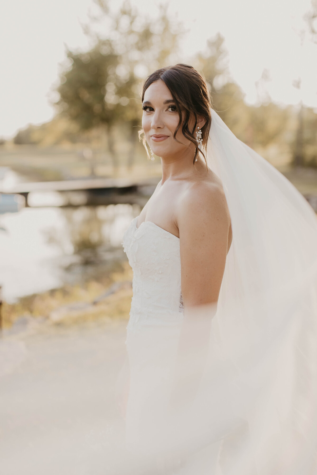 Close up of bride in her veil. 