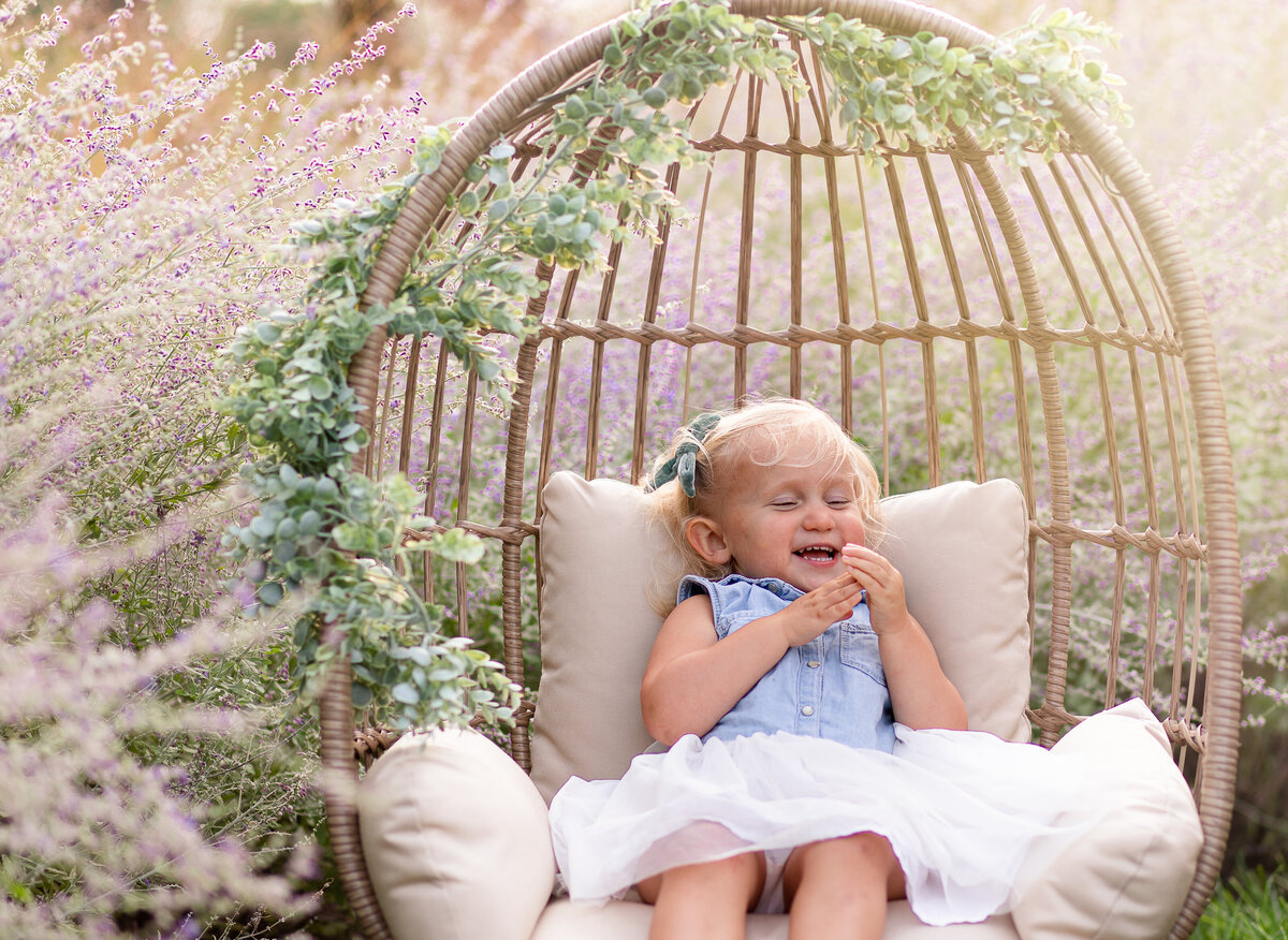 girl in egg chair