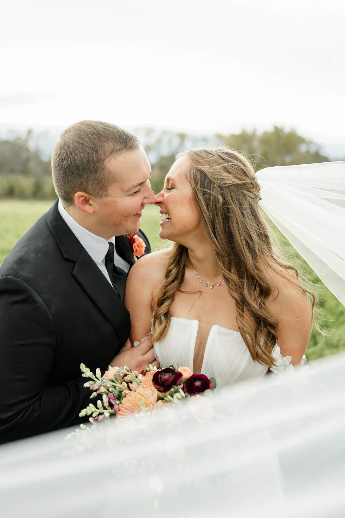 Bride and Groom on their wedding day near Madison Wisconsin