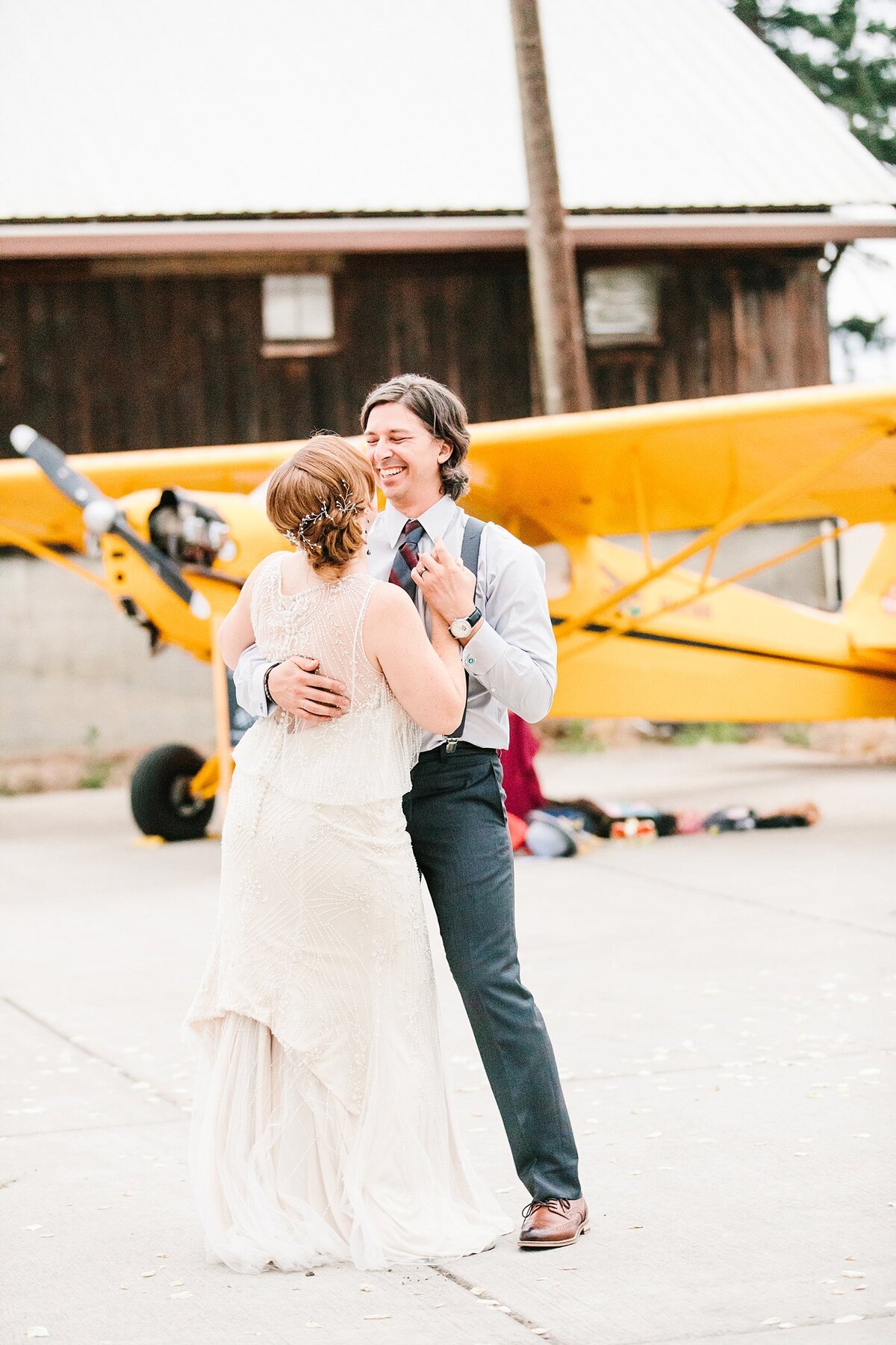 A Pilot's Wedding in an Airplane Hangar Portland OR-1038