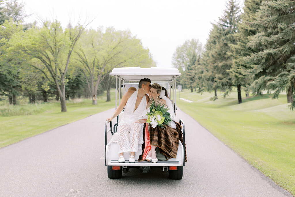 Couple on golf cart at Sugar Pine Island