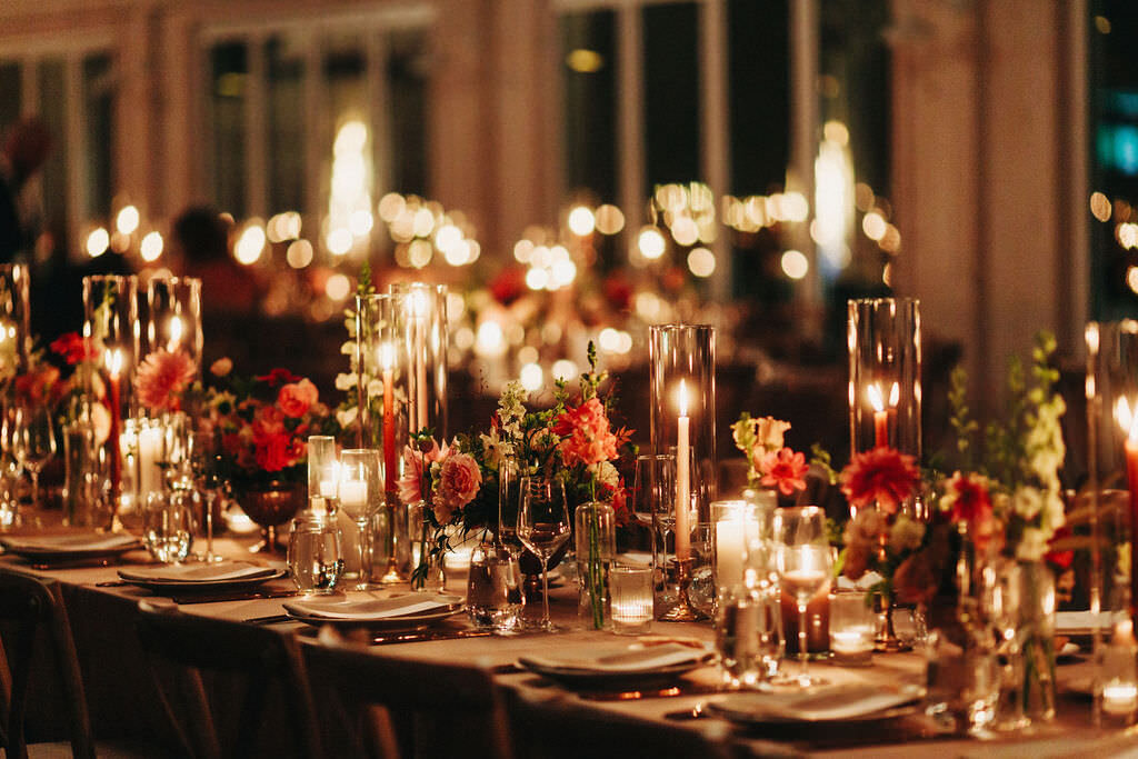 red-pink-gold-candlelight-wedding-reception-table-decor