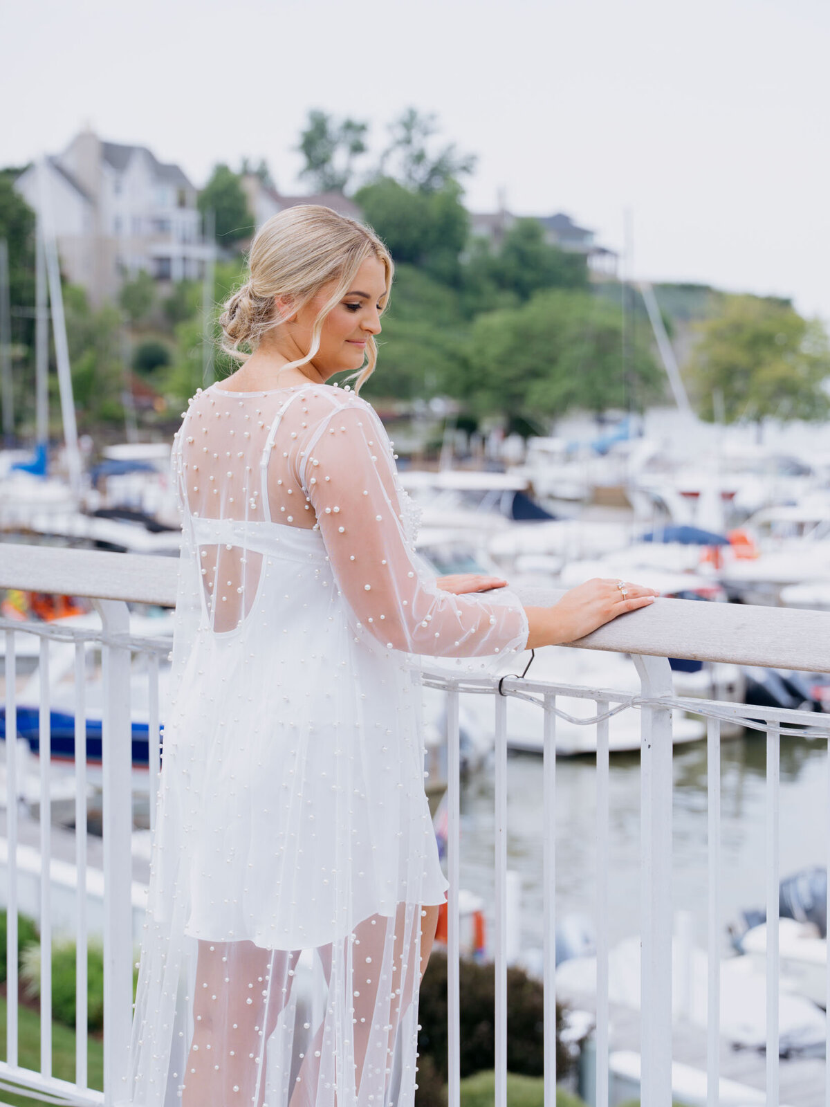 Bride getting ready for her Cleveland Yachting Club wedding