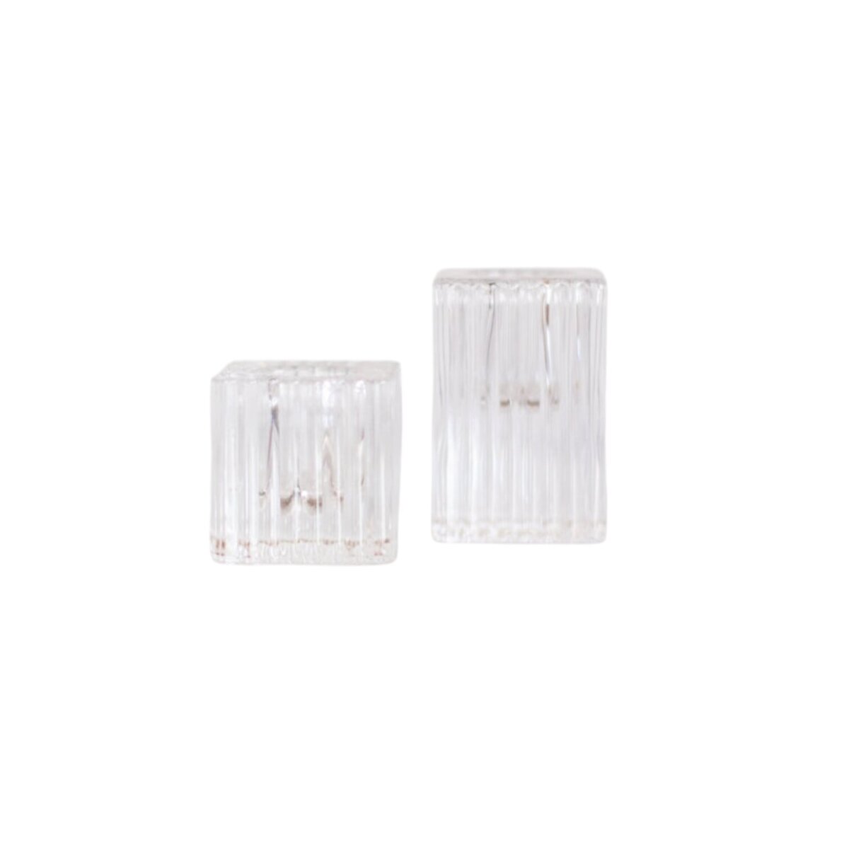 clear ribbed taper candle holders