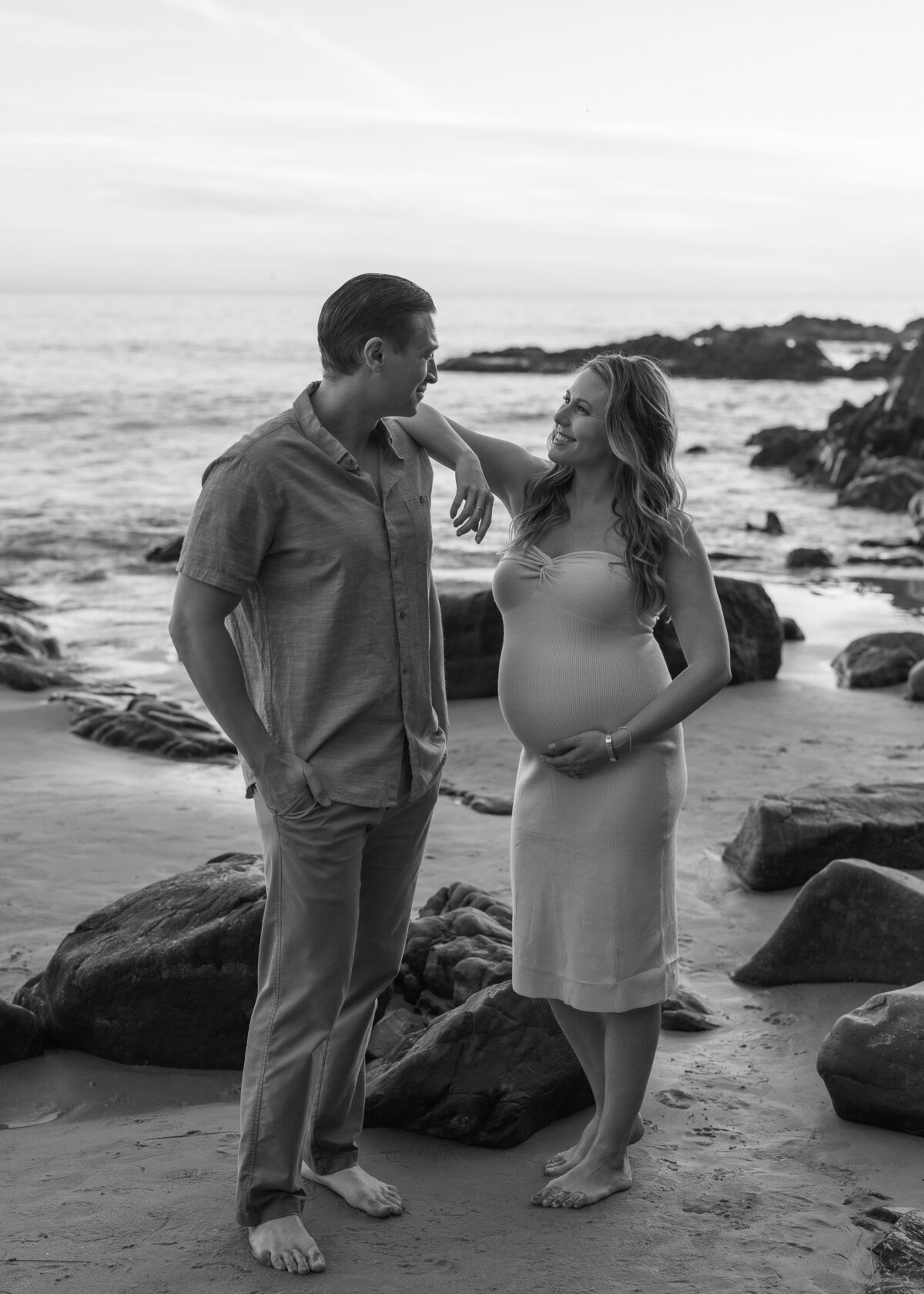 black and white moody maternity photo
