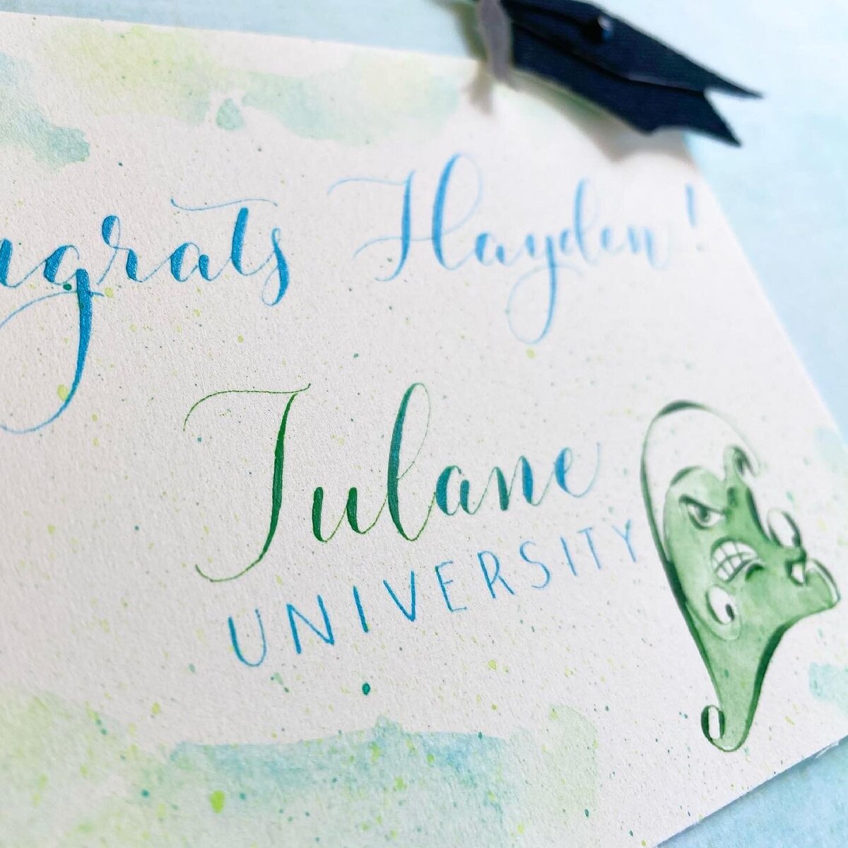 Custom colorful calligraphy and watercolor