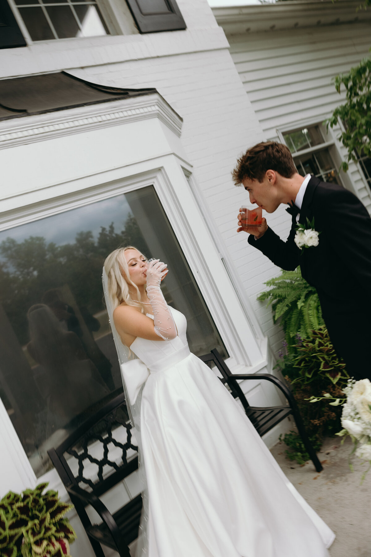 Bride and groom gazing at each other lovingly, captured by Ryann B Photography, an Indianapolis-based wedding photographer.