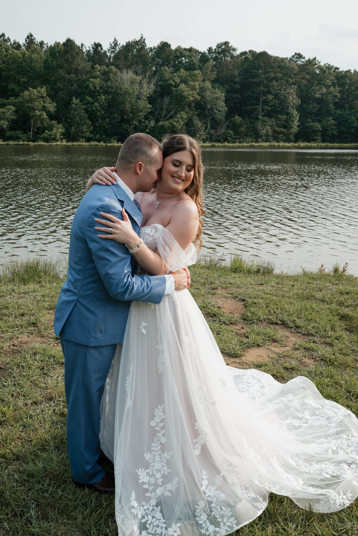 Kissing brides neck 