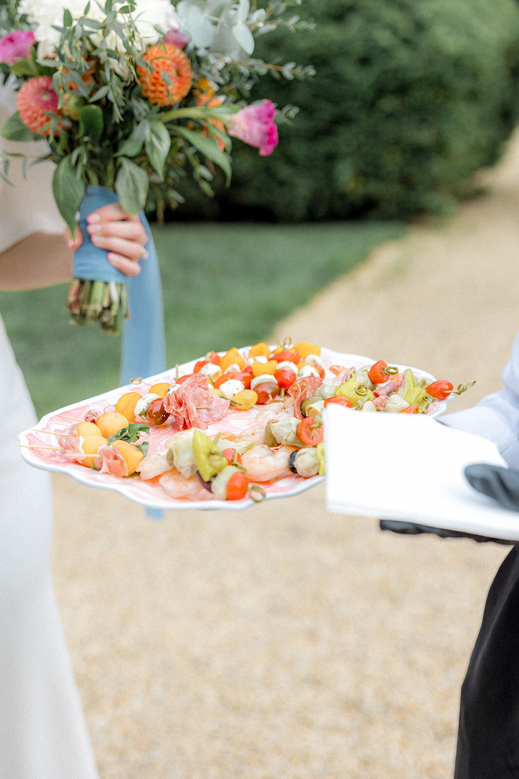 Close up of wedding snack platter