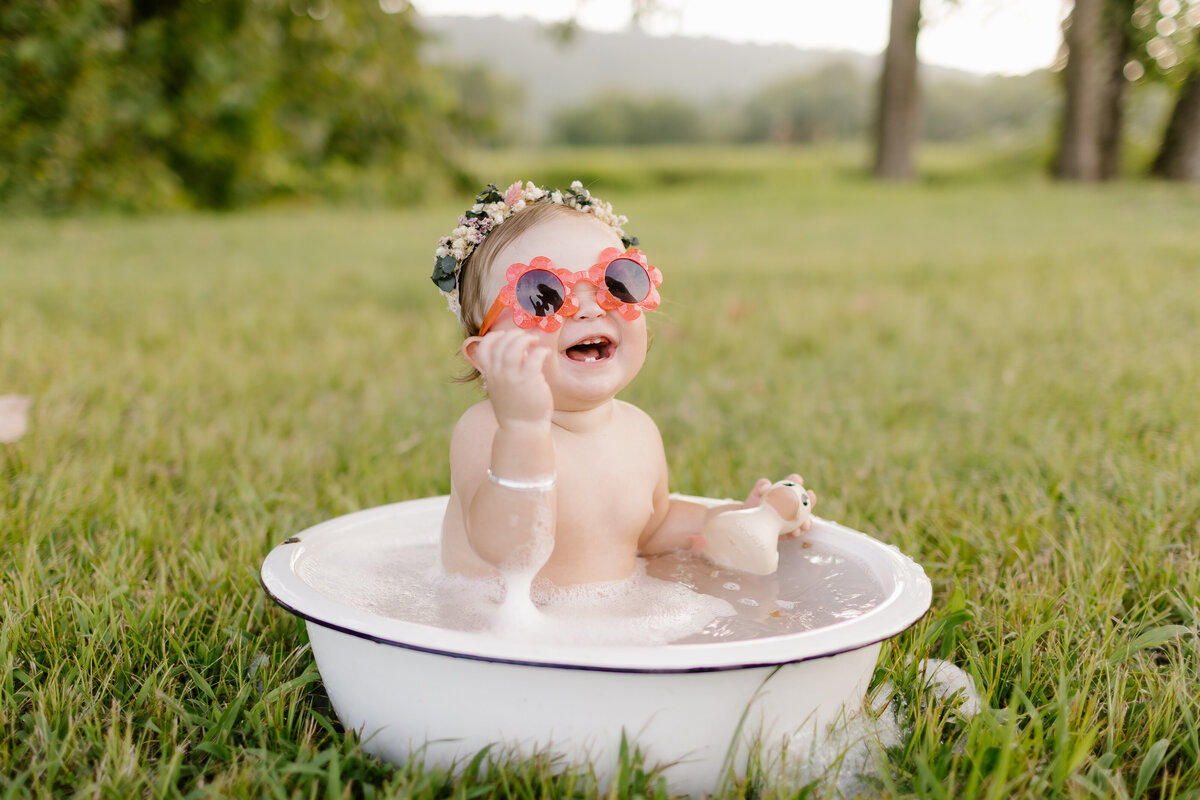 Baby in bubble bath