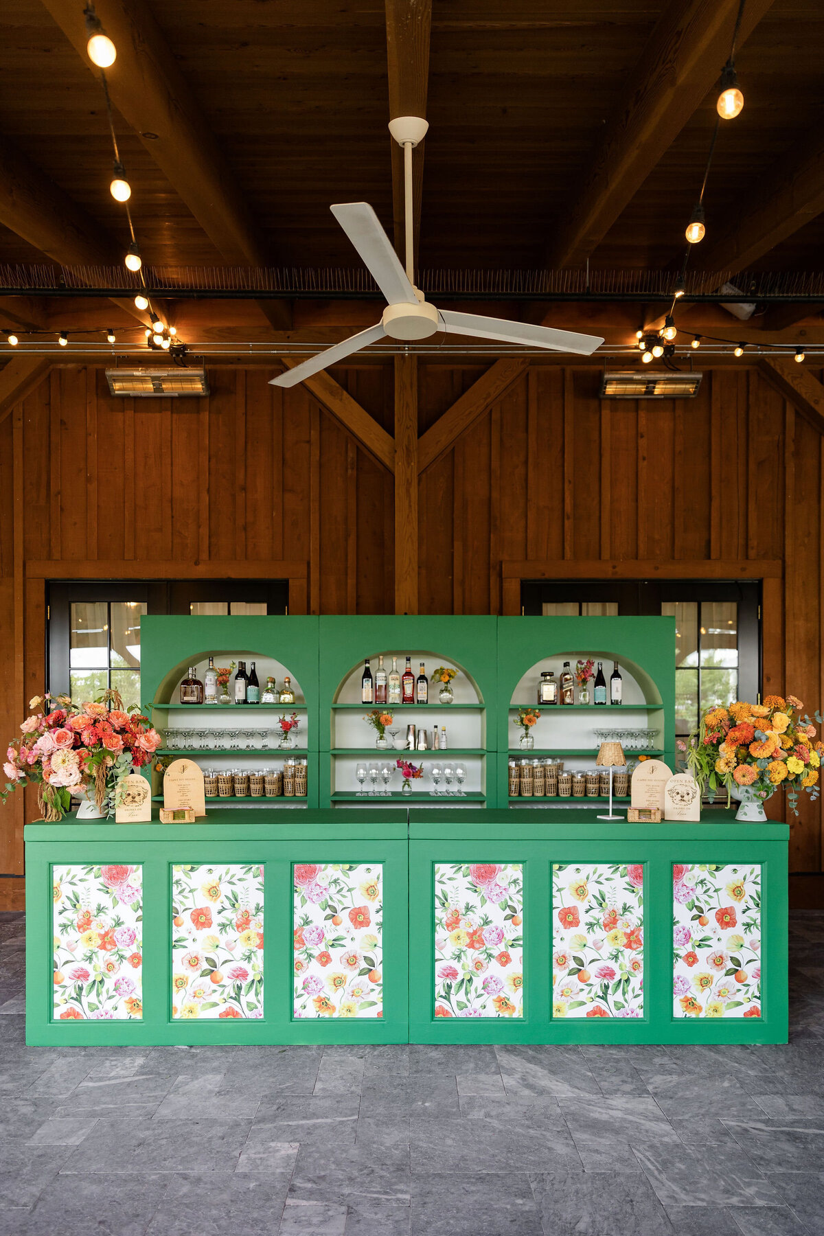 Custom Green Stement Bar - Verve Event Co. - Lake House on Canandaigua - Something Vintage Rentals (3)