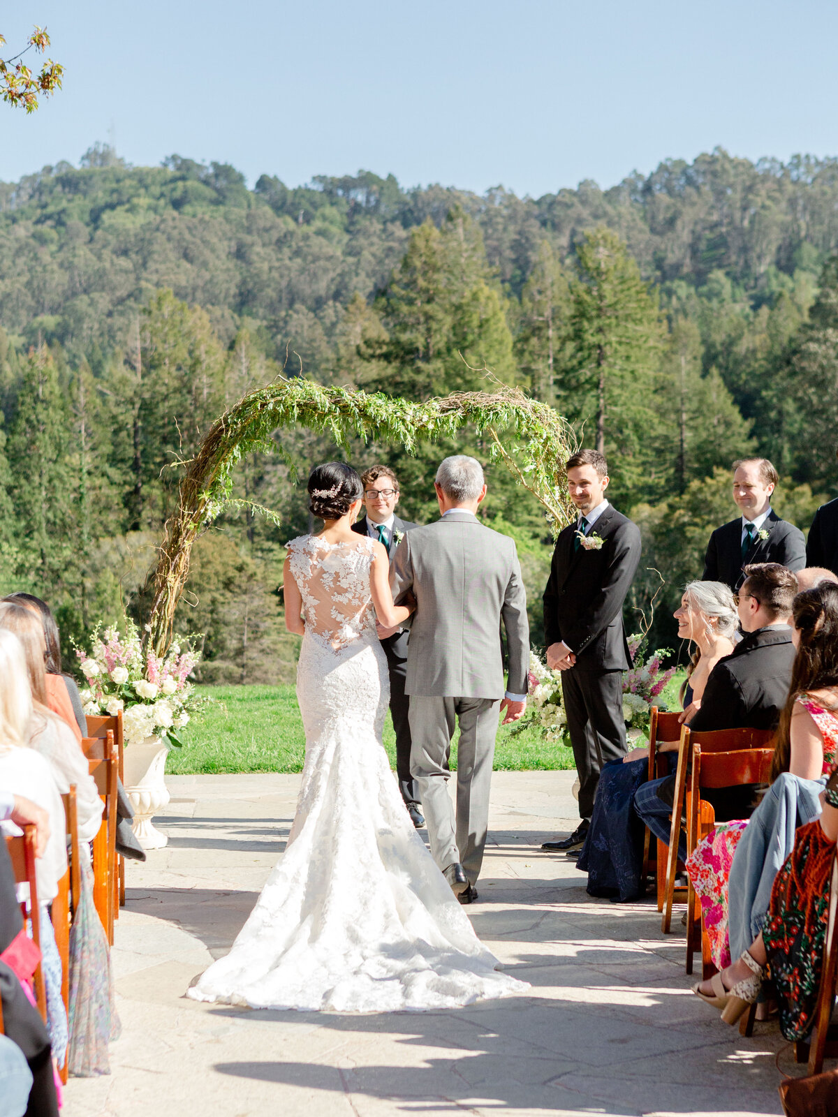 Couples walking down the aisle