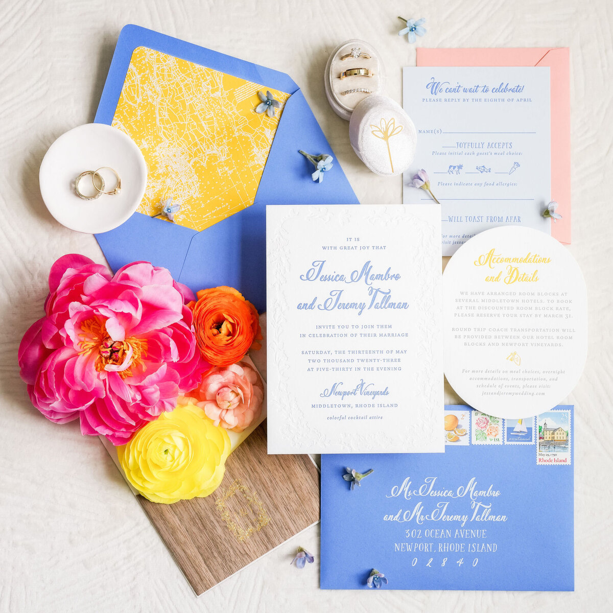 Colorful Whimsical Wedding Invitation Suite