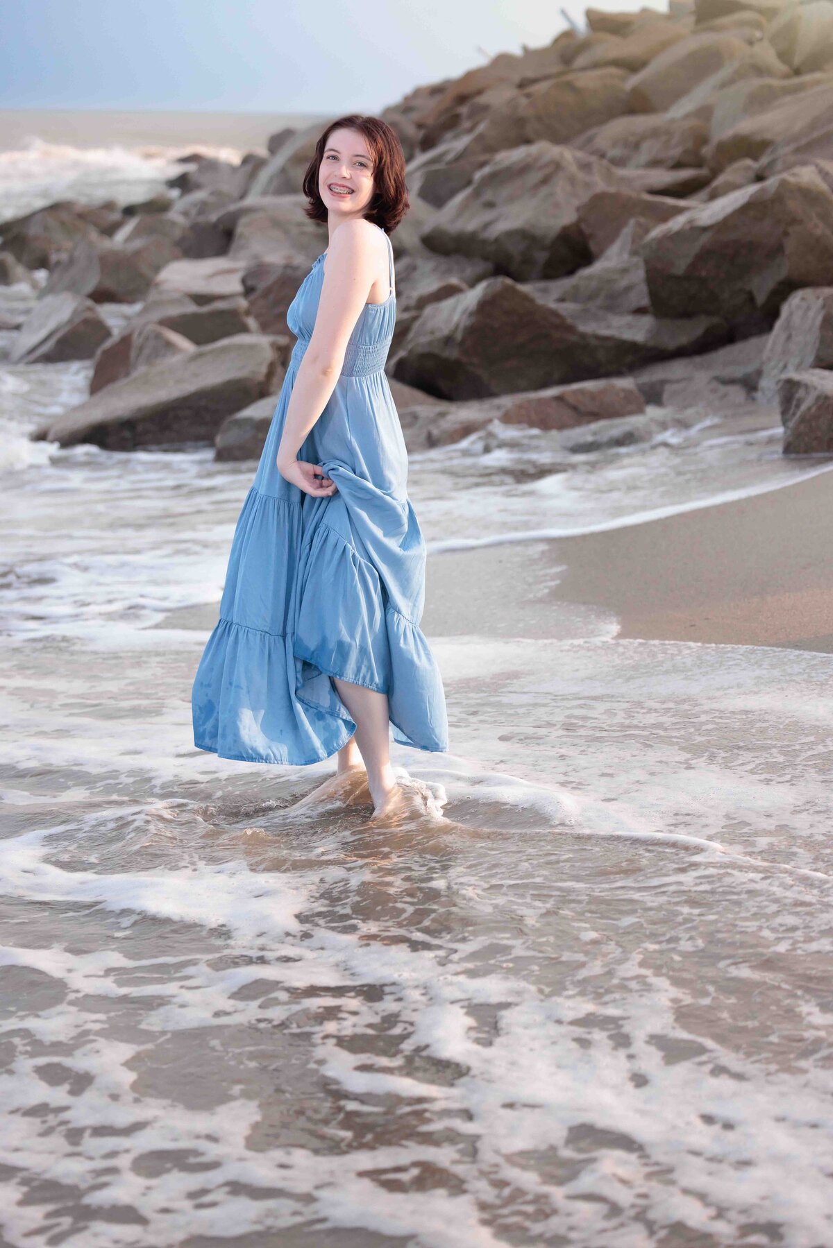 At the water edge at kure beach