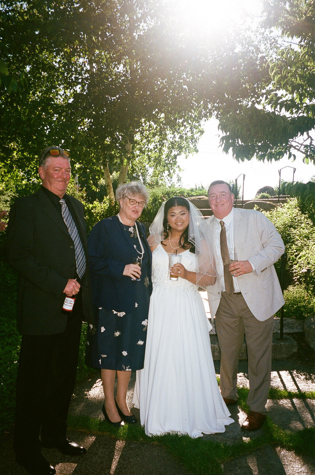 bride with guests at wedding