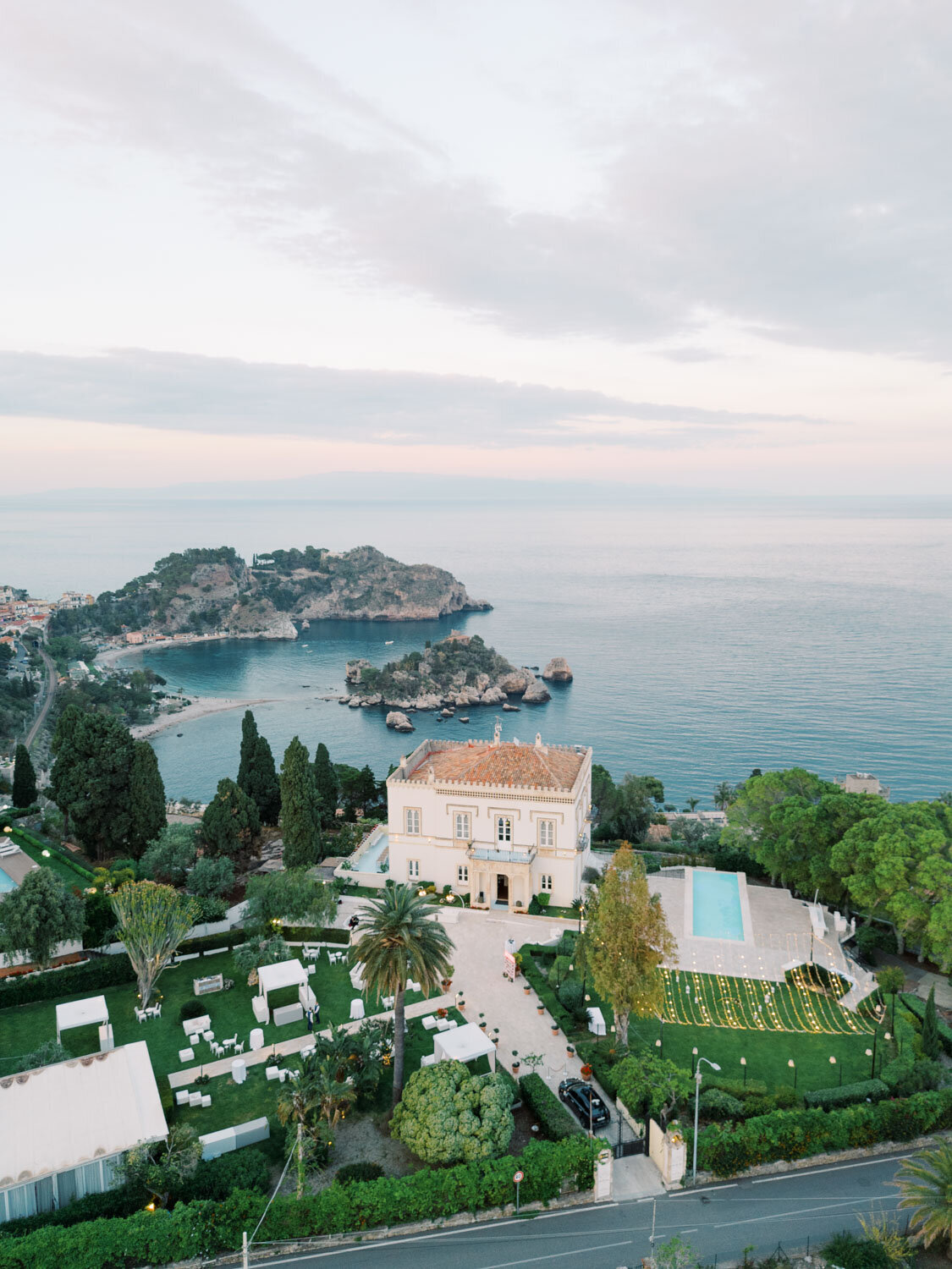 Aerial view of Villa Mon Repos in Taormina