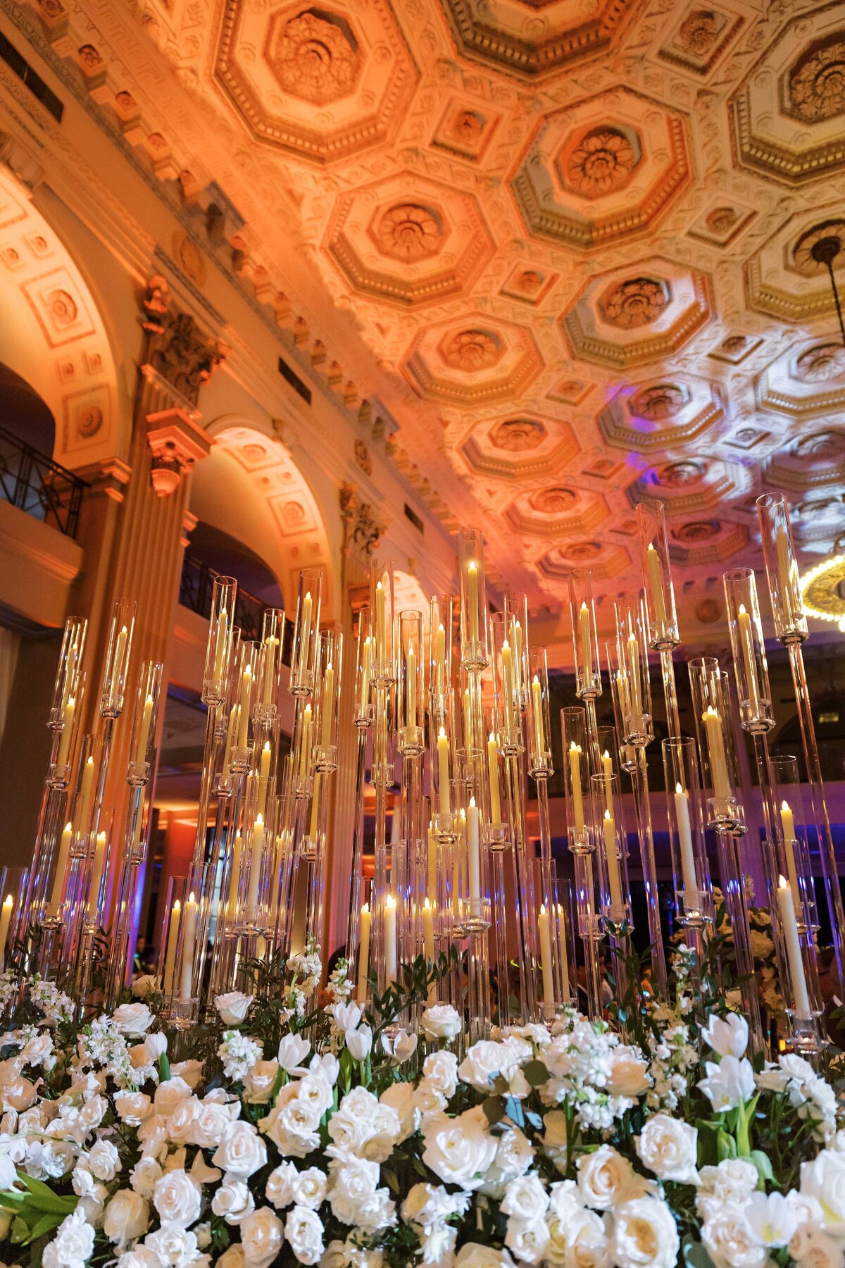 white and gold wedding reception at The Capital on Baronne