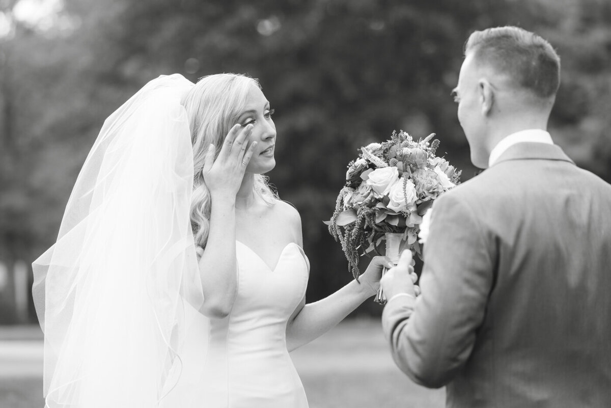 bride and groom first look - Wadsworth Mansion wedding photographer Rachel Girouard
