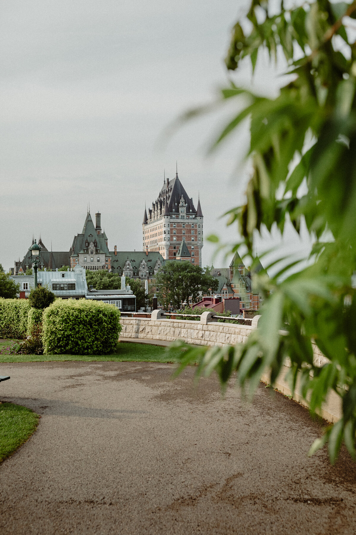 view of the chateau frontenac from the Pierre-Dugua-De-Mons Terrace