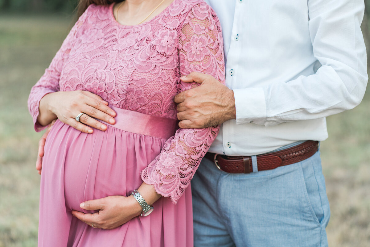 Austin Texas Maternity Photograph of family with water.