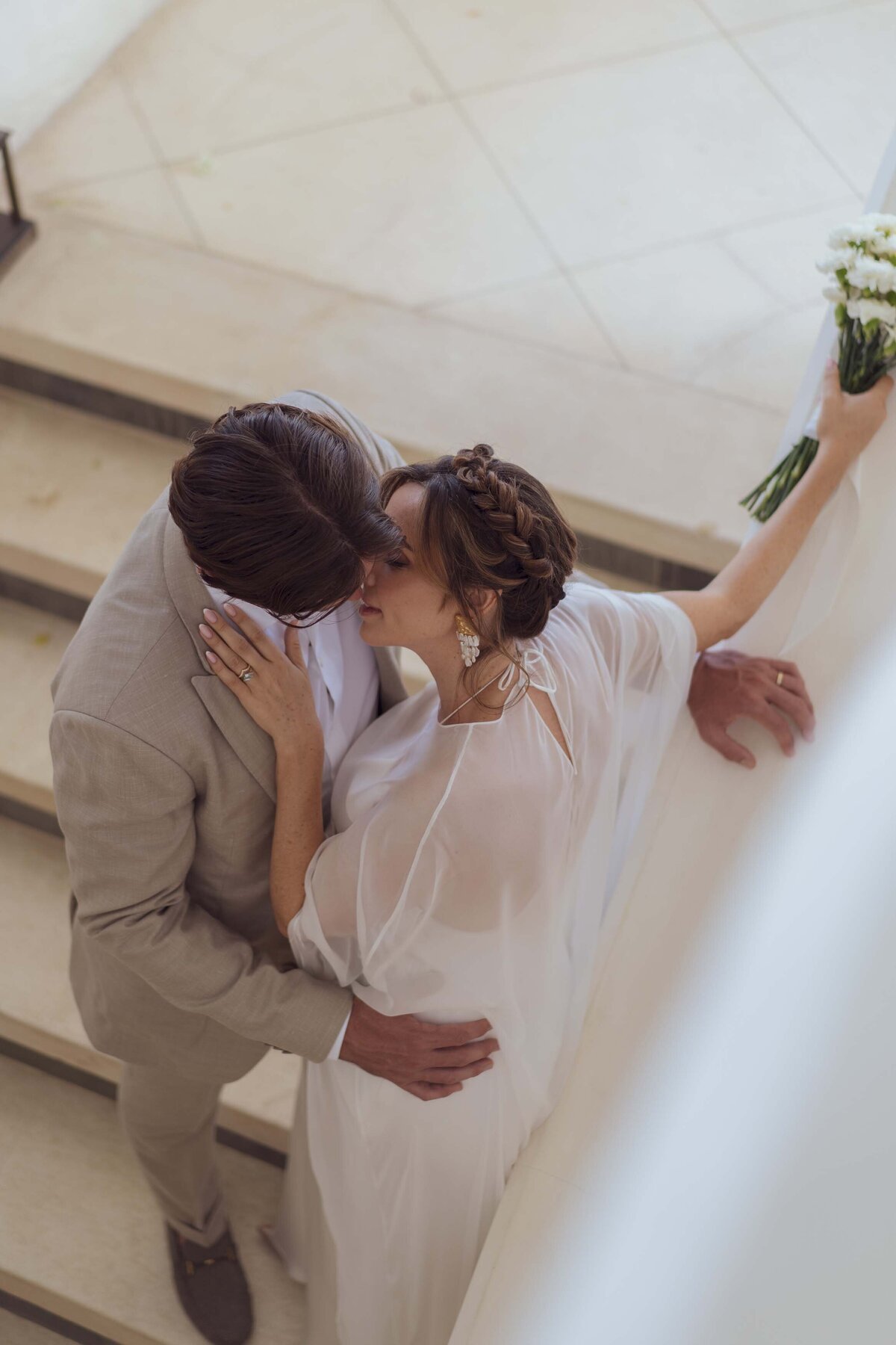 Romantic scene with a couple kissing