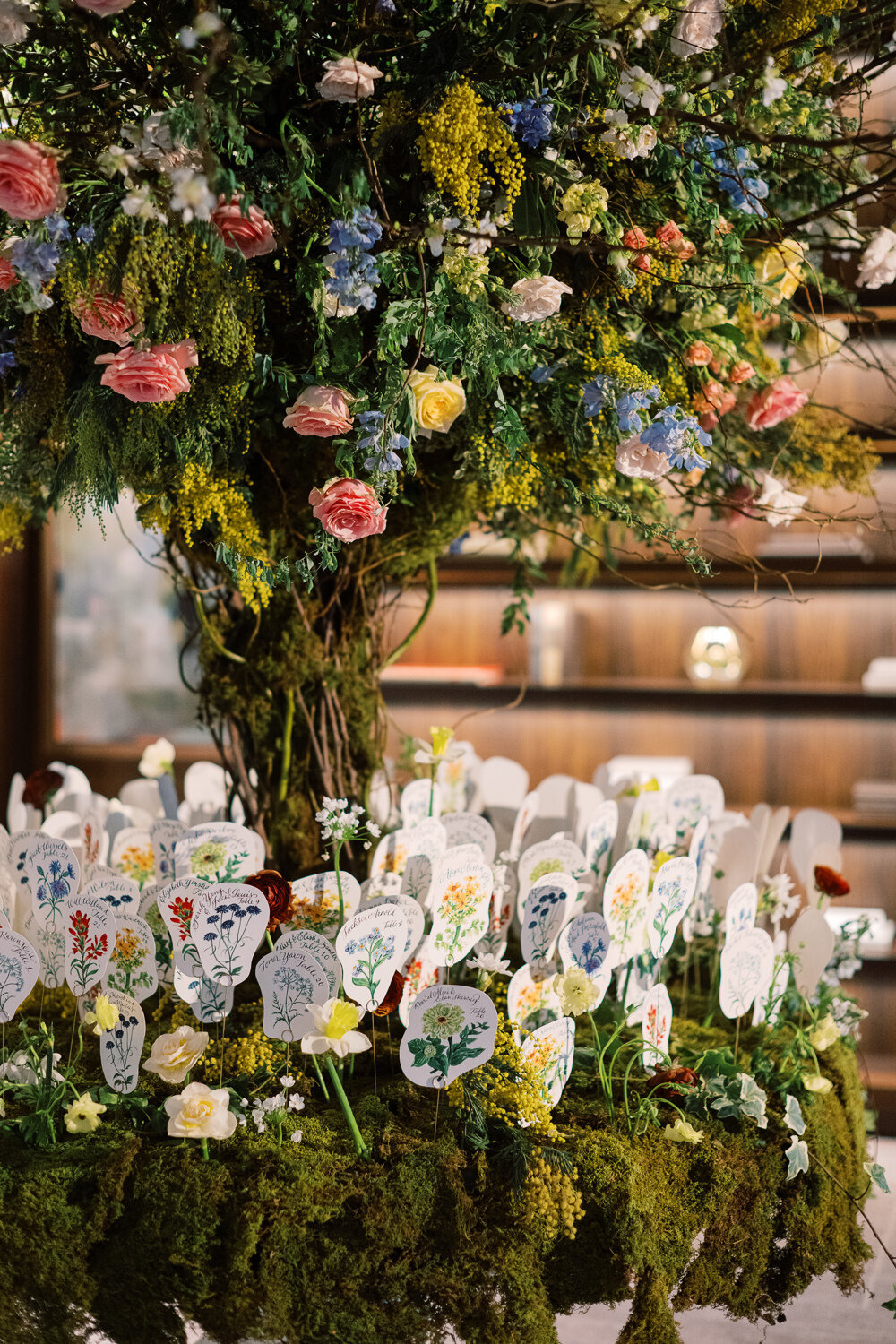 custom tree moss garden escort cards