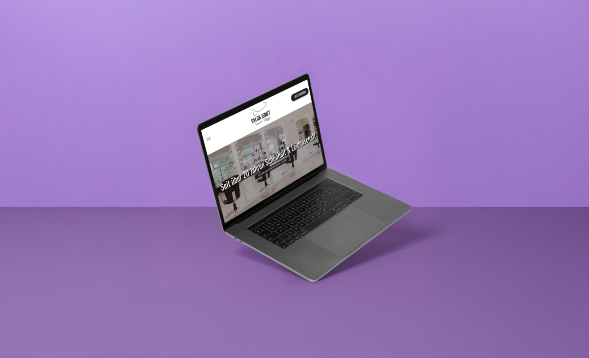 Laptop mockup with the Salon Ismet website on it