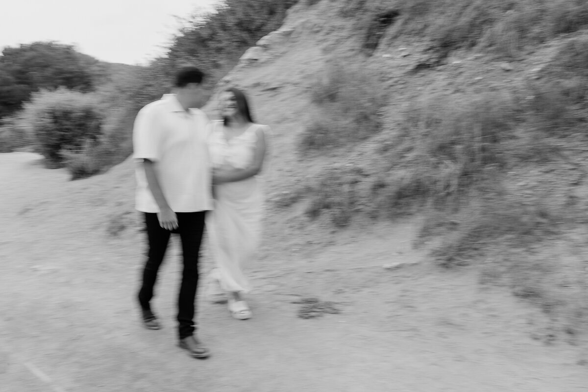 palos verdes engagement session terranea resort engagement photos blurry black and white emotive