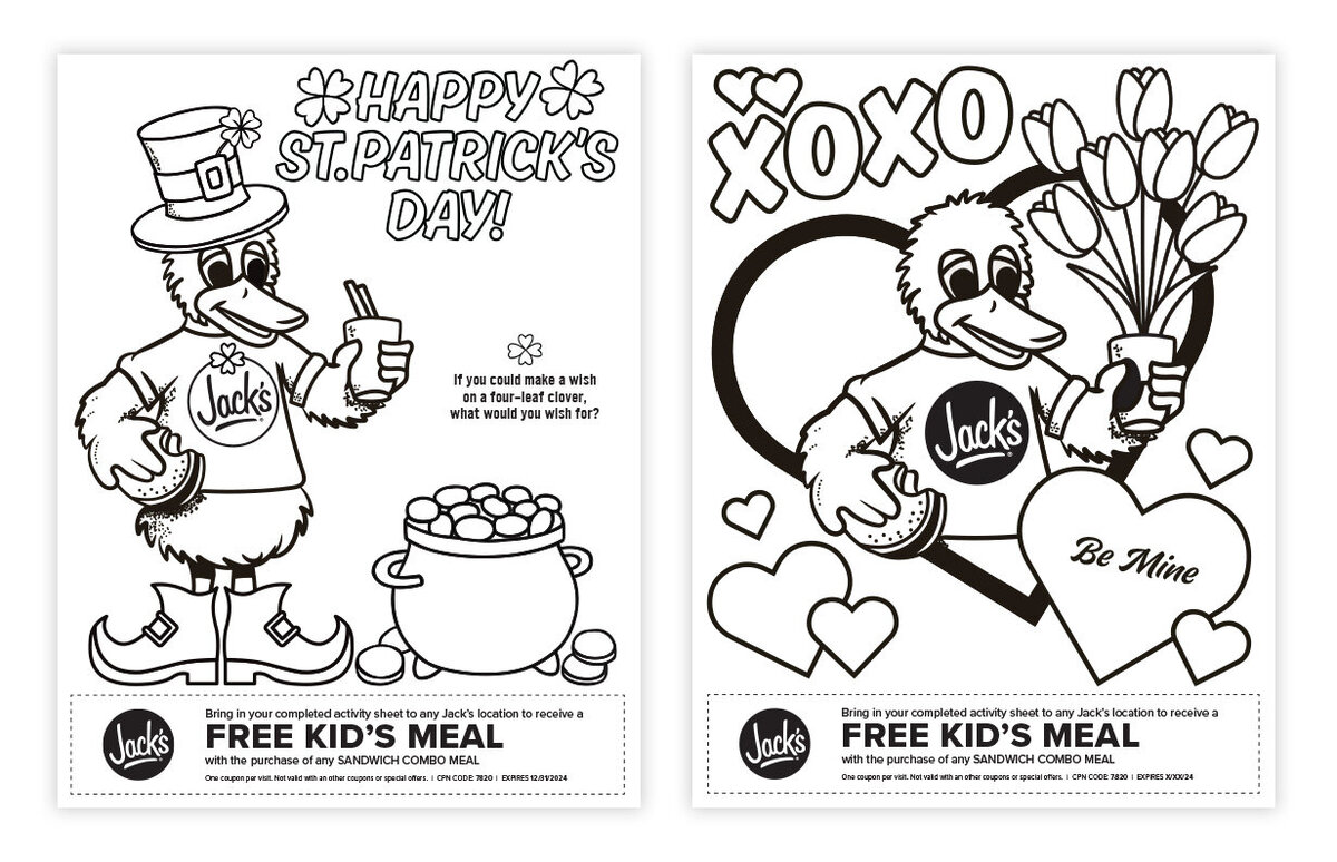 Jacks | Restaurant | Activity Sheet | Graphic Designer | Van Curen Creative