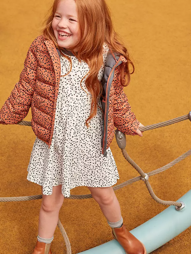 ANYDAY John Lewis & Partners Kids' Spot Print Puffer Jacket, Camel