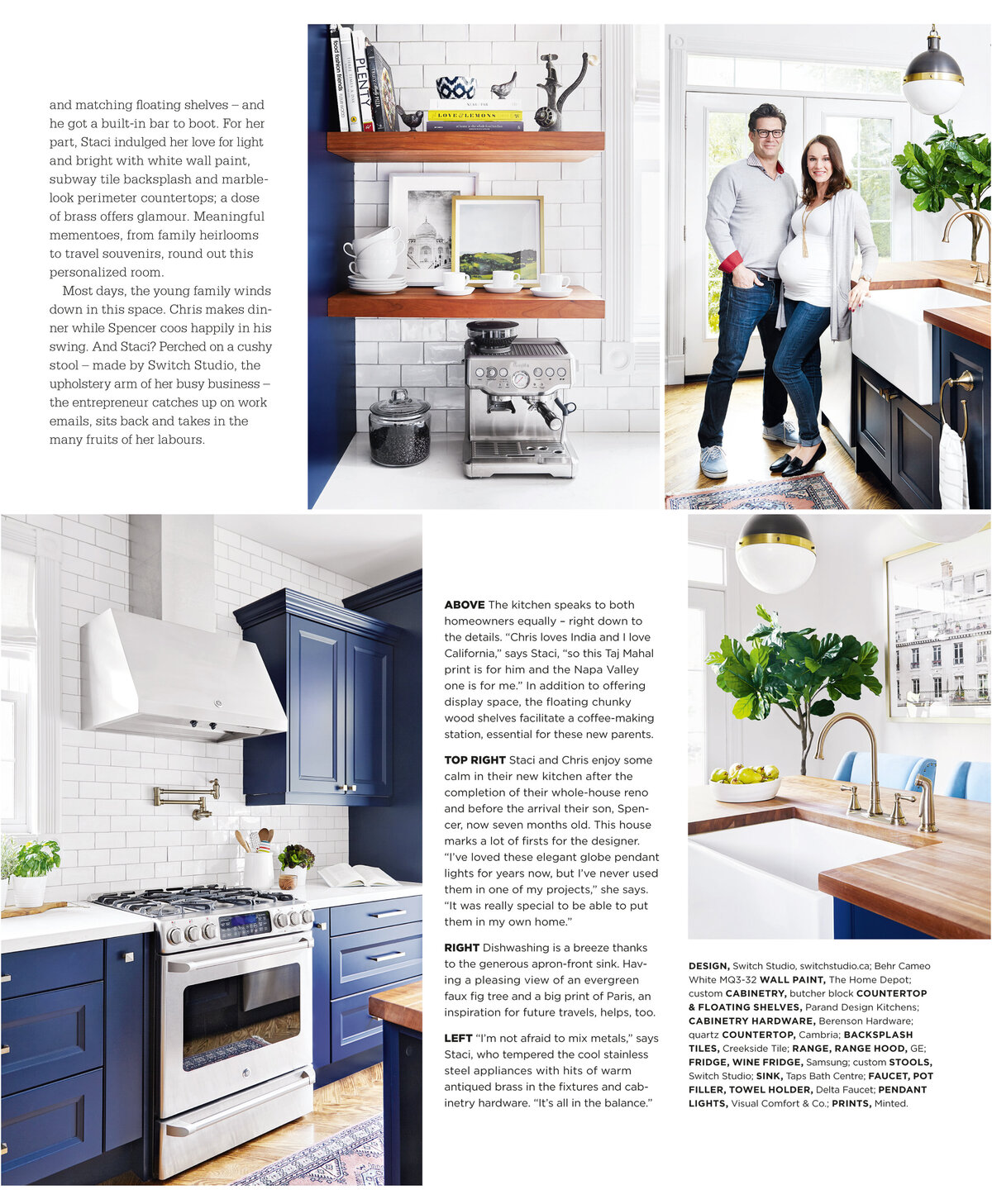 Interior designer's blue kitchen featured in Style At Home Magazine