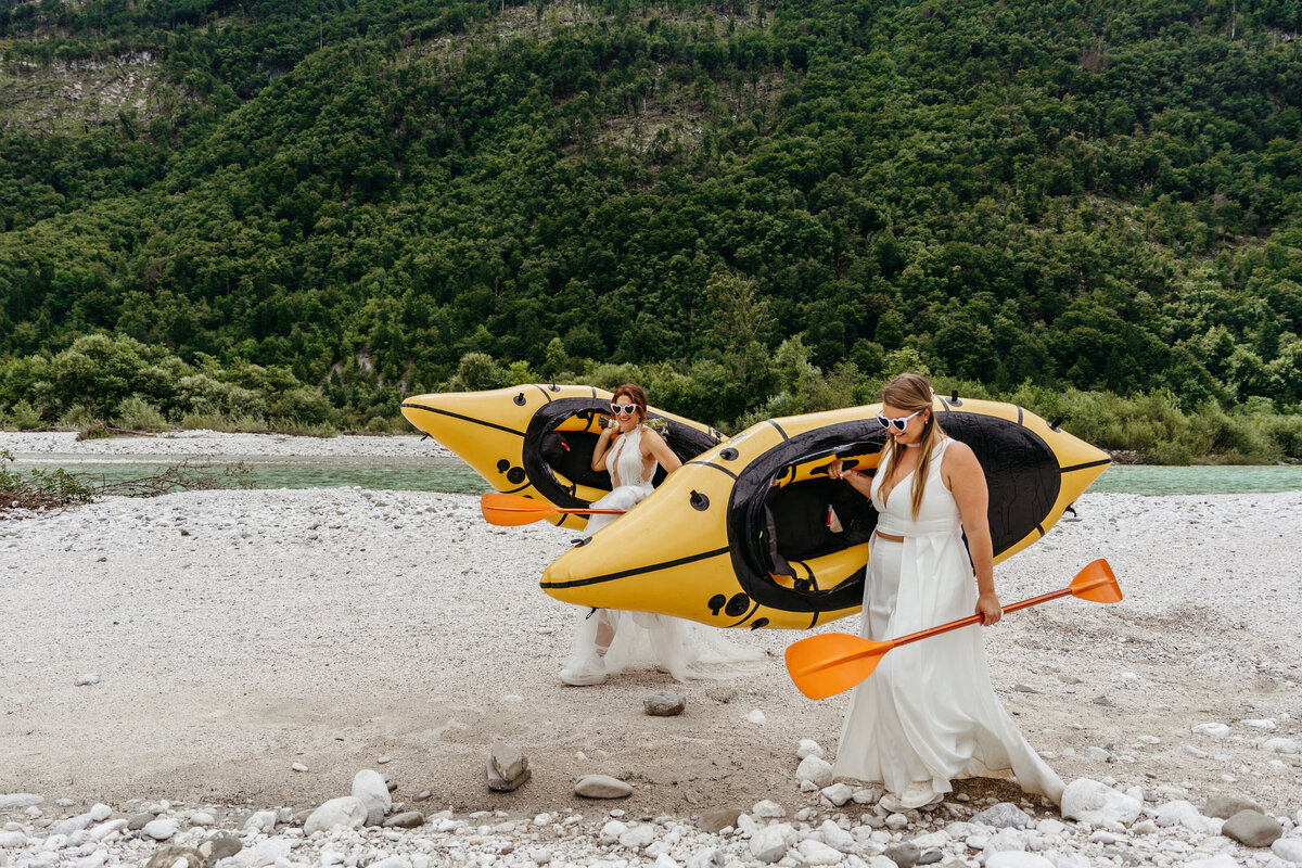 Kayak adventure elopement in Slovenia