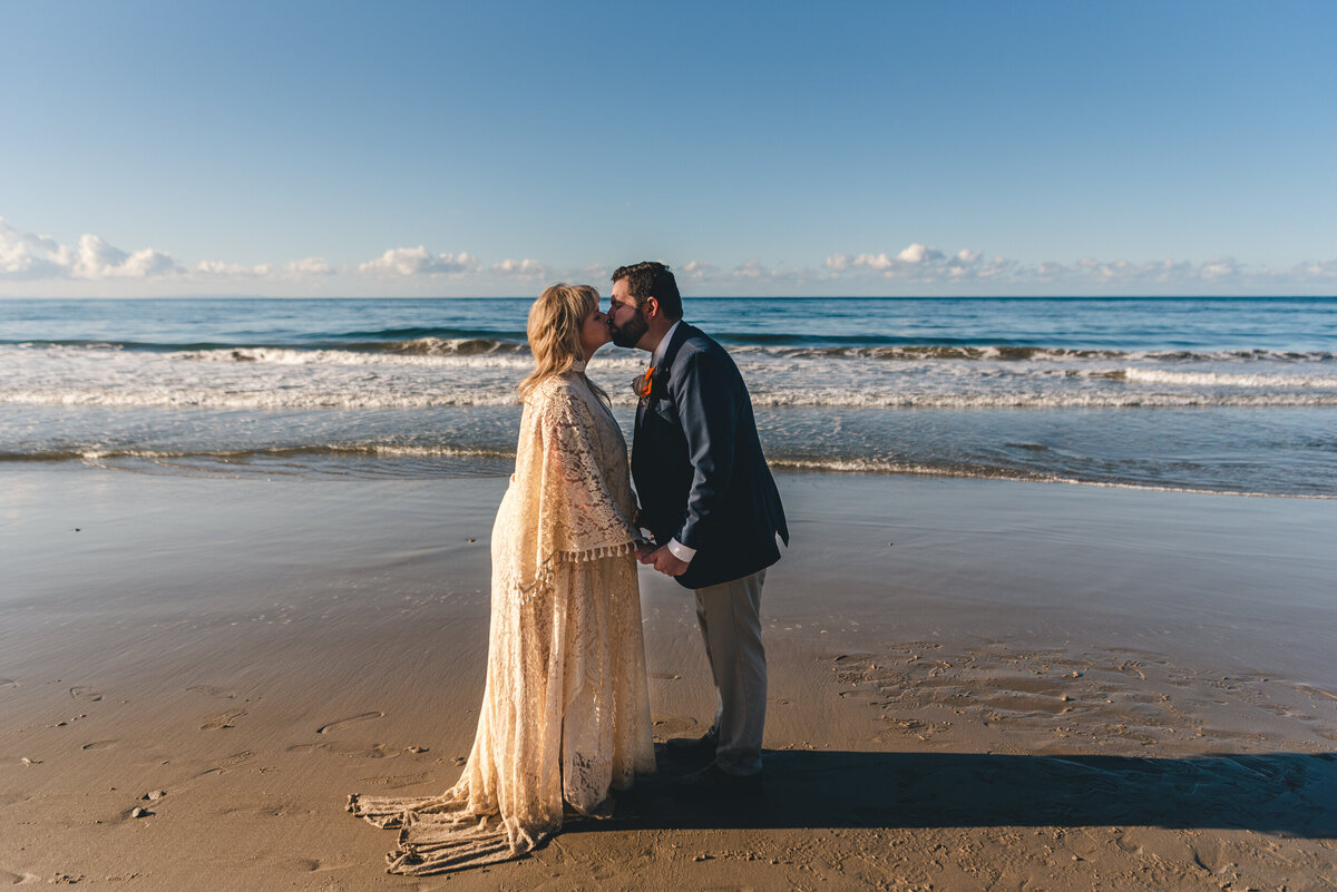 Beach Elopement First Kiss