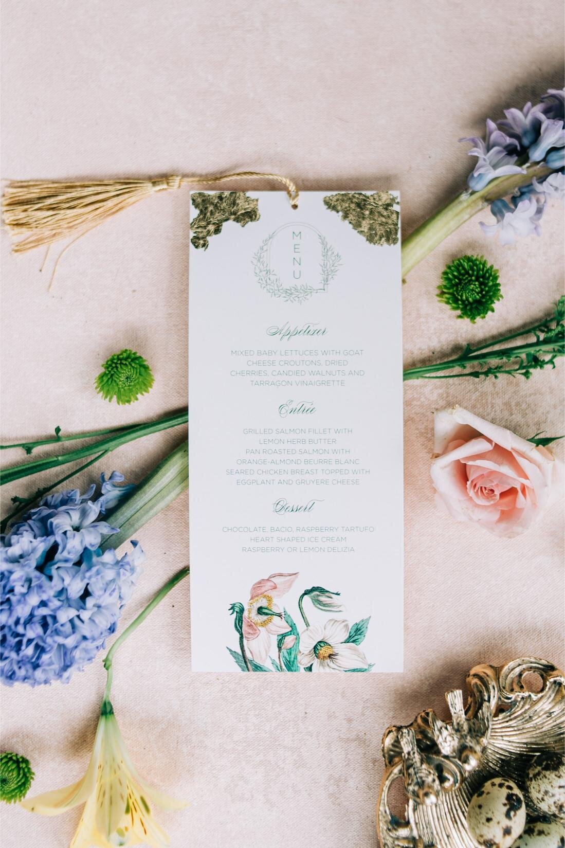 Blush and green wedding menu3