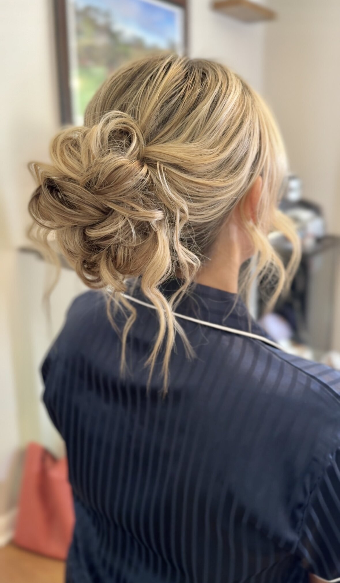 messy updo wedding hairstyle for blonde hair, Nashville bridal hairstylist, Nashville wedding hairstylist