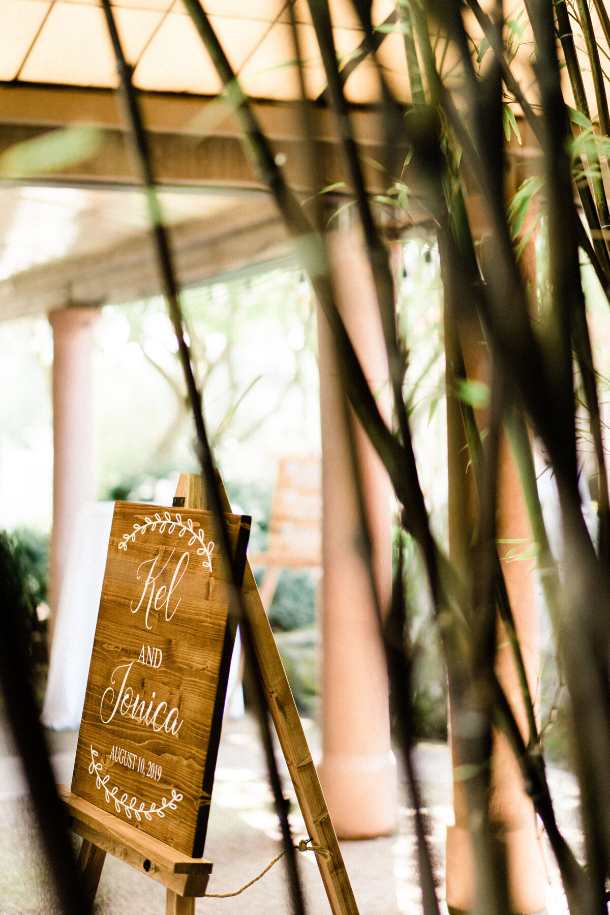 Wedding welcome sign at UW Center for Urban Horticulture main entrance