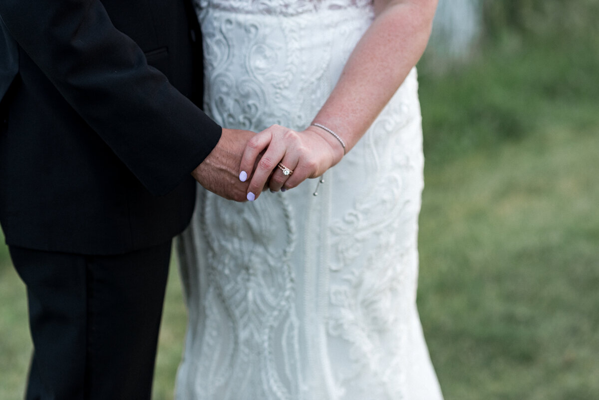 Wedding party group photo with kisses