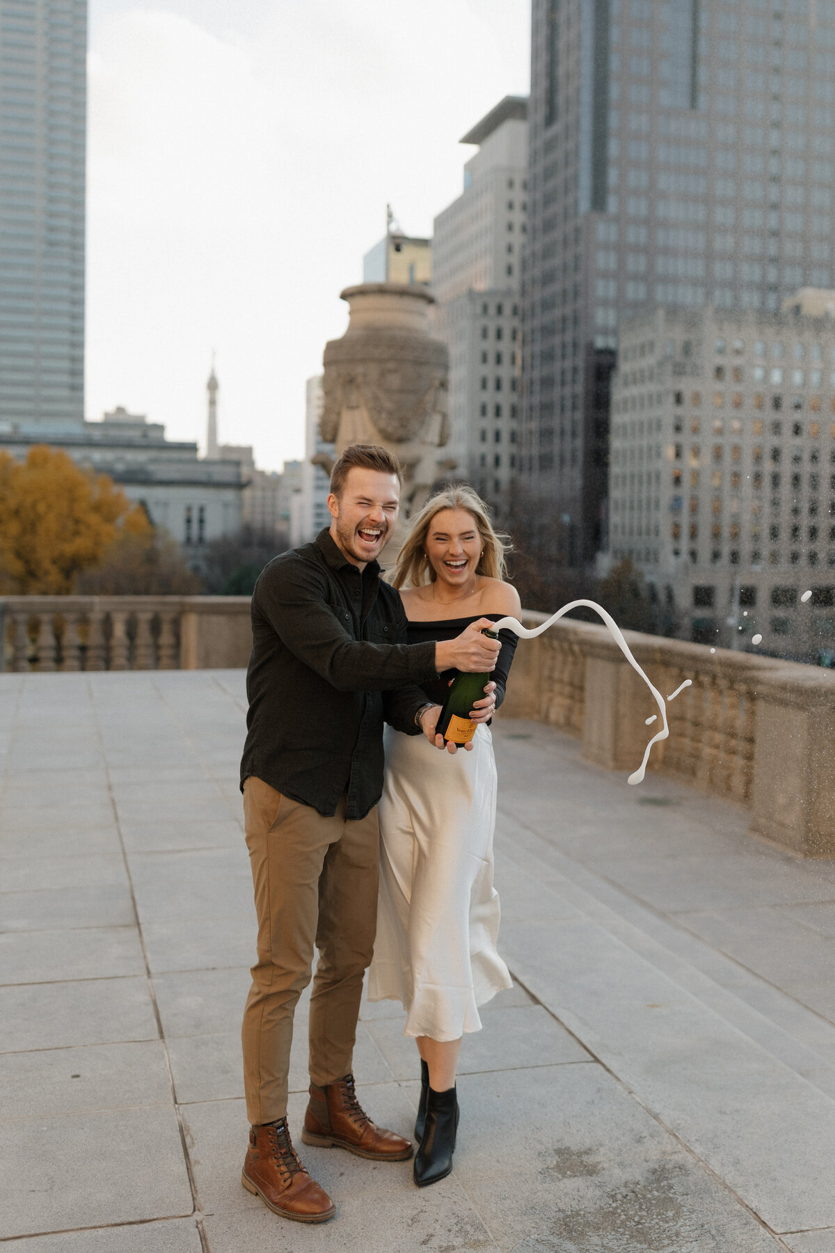 Indianapolis engagement photography candid downtown portrait