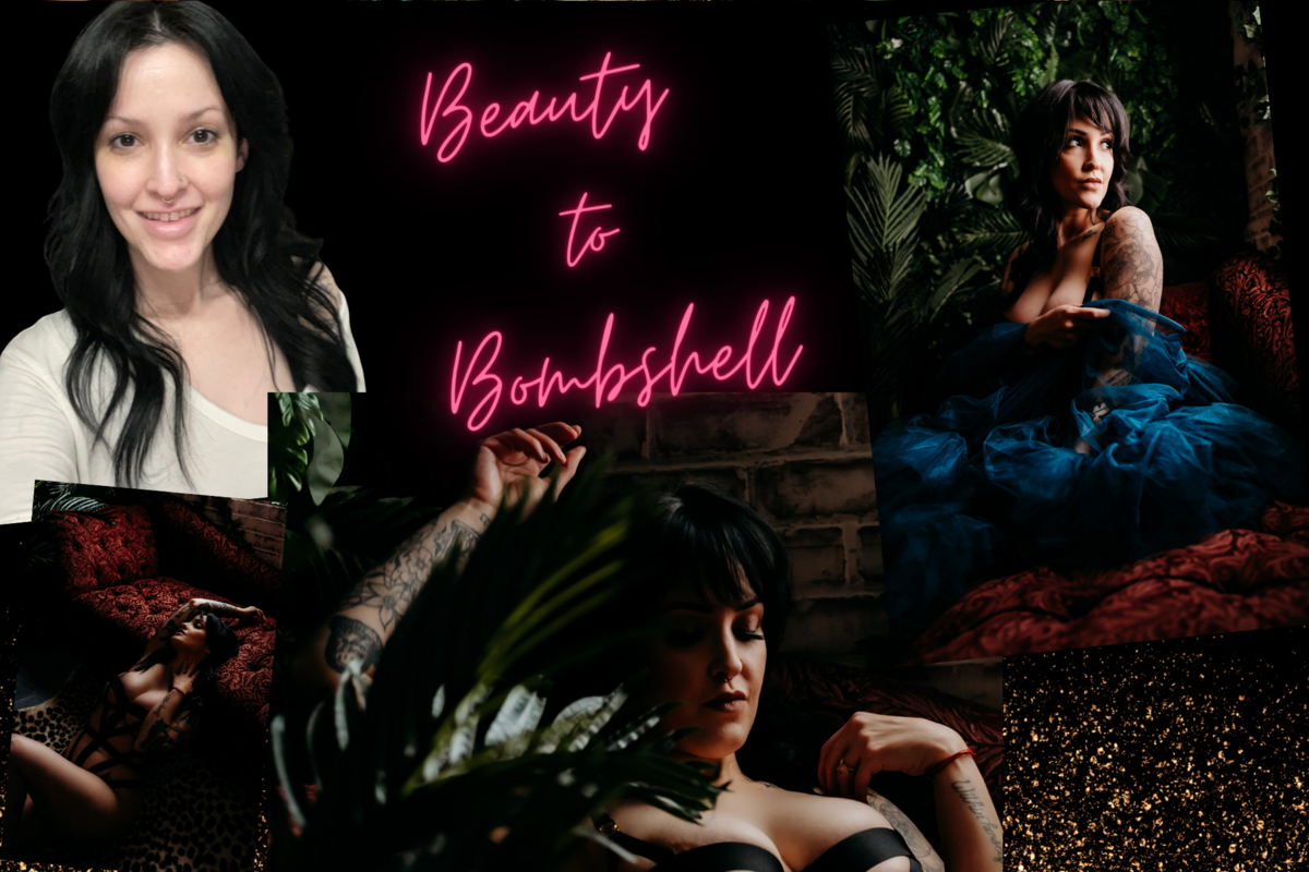 Boudoir photography woman before and after images for hair and makeup in lingerie in Lubbock, Texas photographer in Amarillo TX