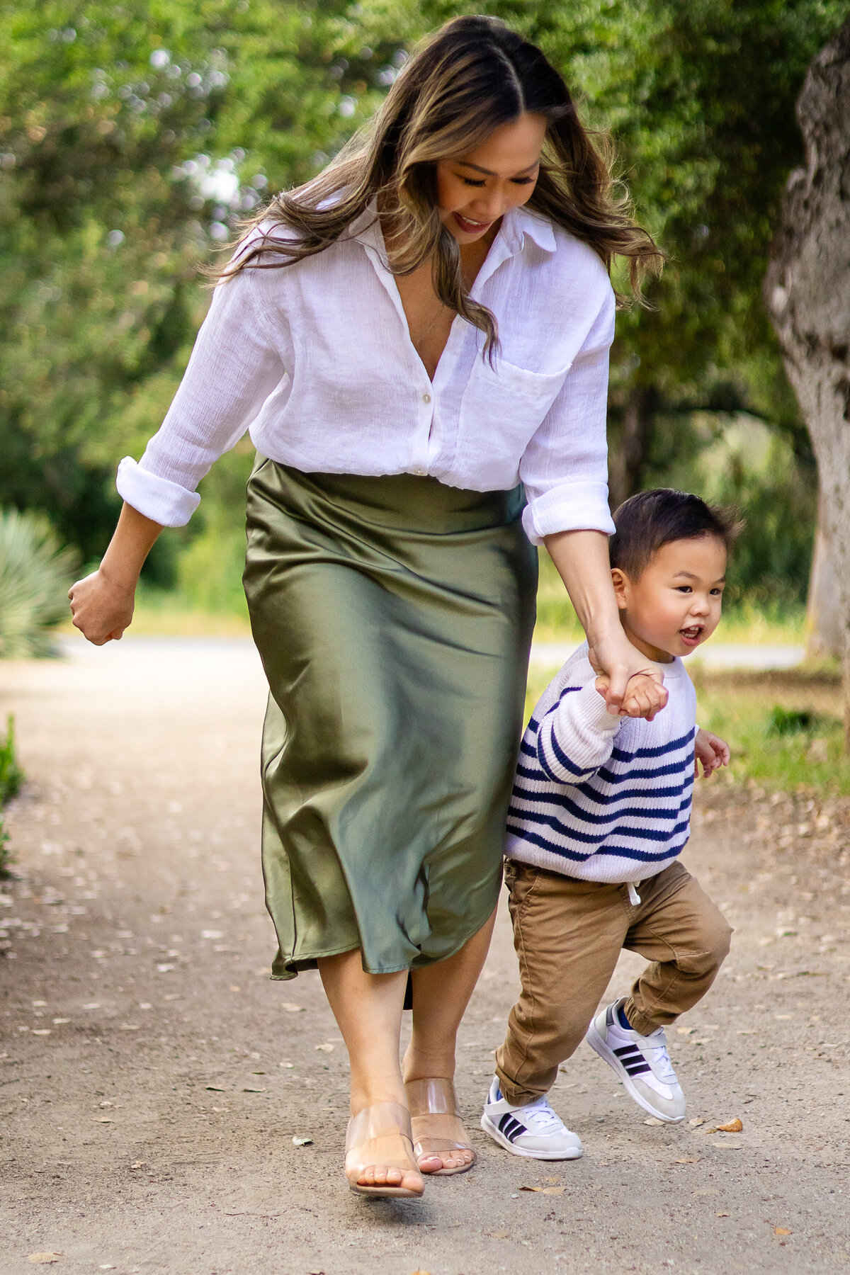 Mom and her toddler son during a playful family photo session  – Ellobelle Photography, lifestyle family photographer on the San Francisco Peninsula Stanford cactus garden Arizona Garden palo Alto