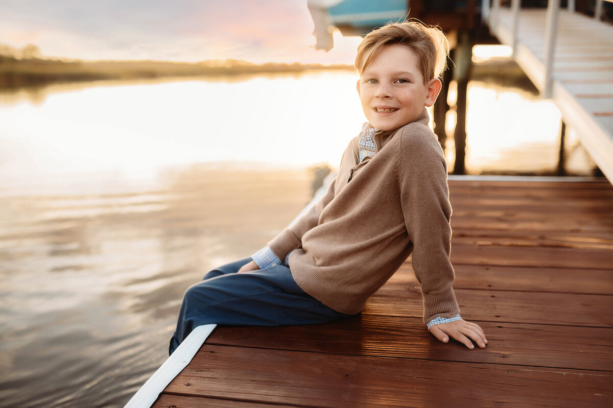 Little boy glances at the camera during Family Photos in Charleston.