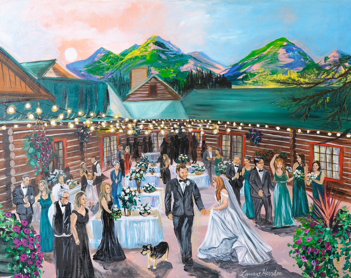 salt lake city live wedding painting by Laura Herndon