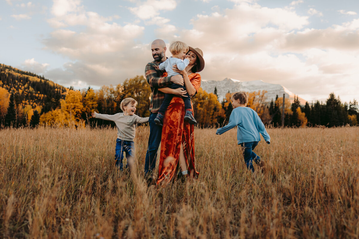 Fall family session in Telluride at Matterhorn Campground.