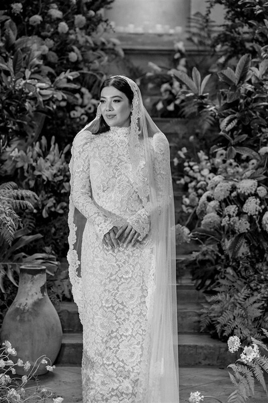 All lace wedding gown by Watters, worn by Sydney Watters