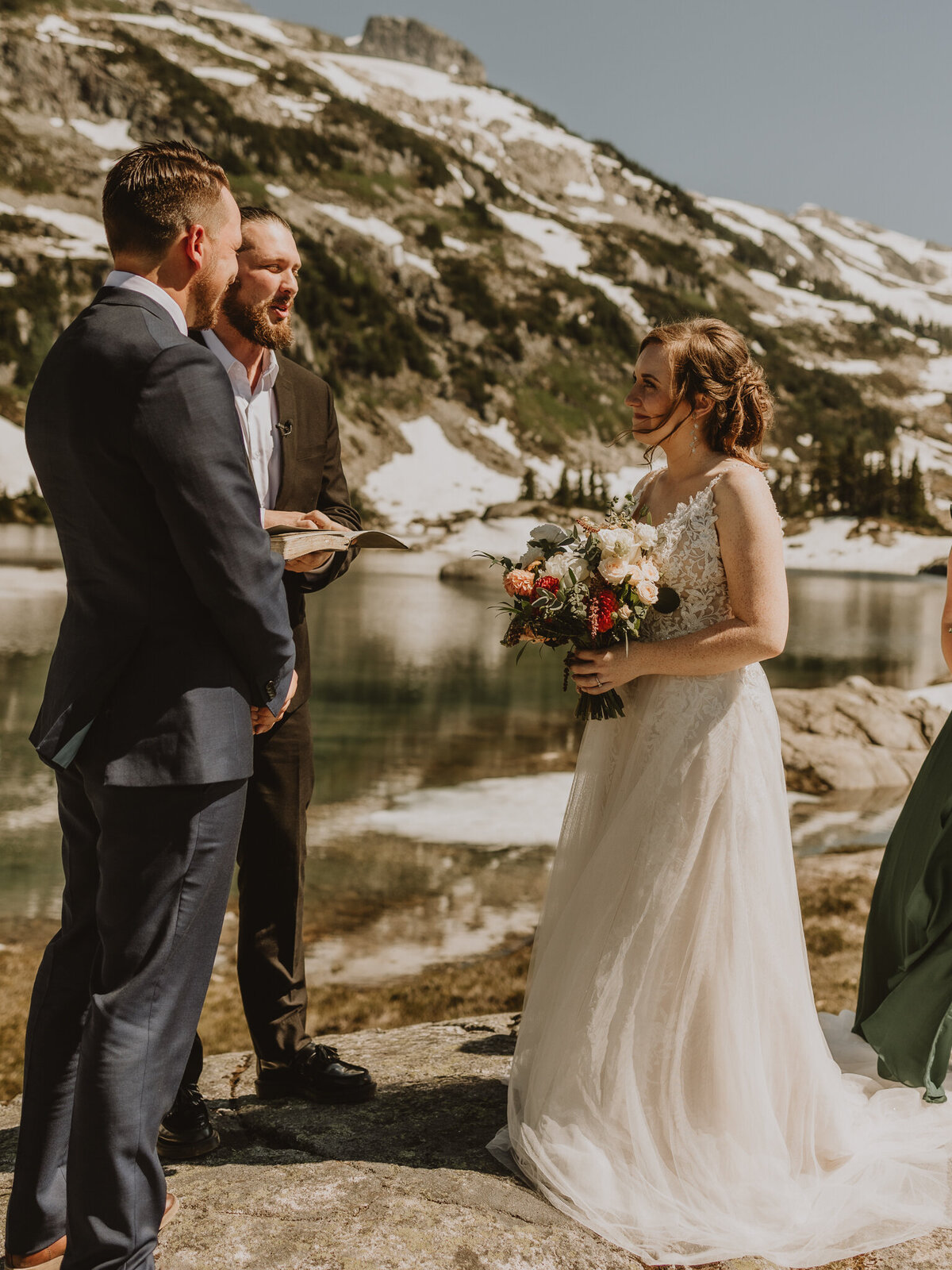 Couple getting married on a mountain