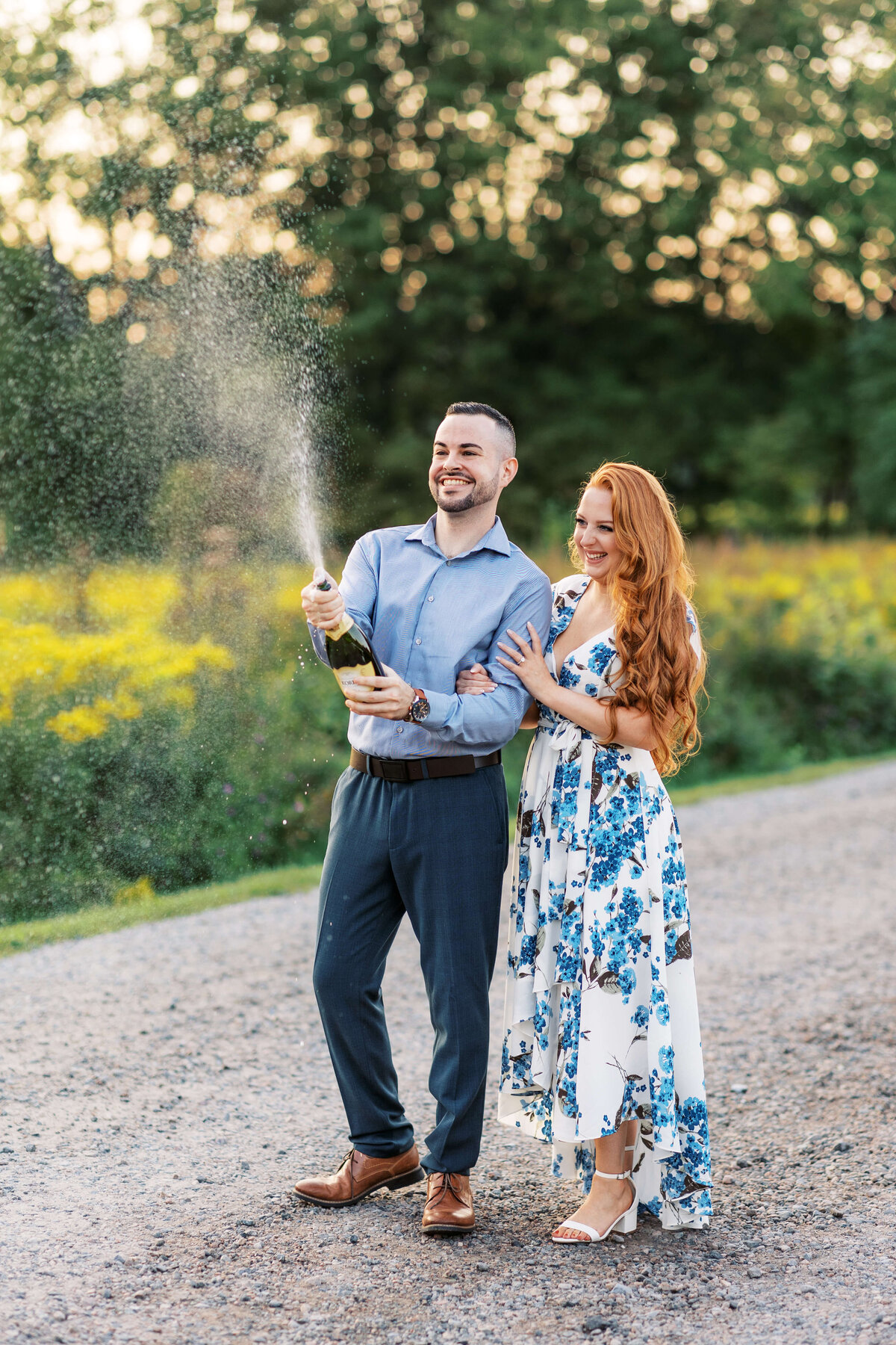 Couple celebrates their engagement at Willowwood Arboretum in Chester, NJ