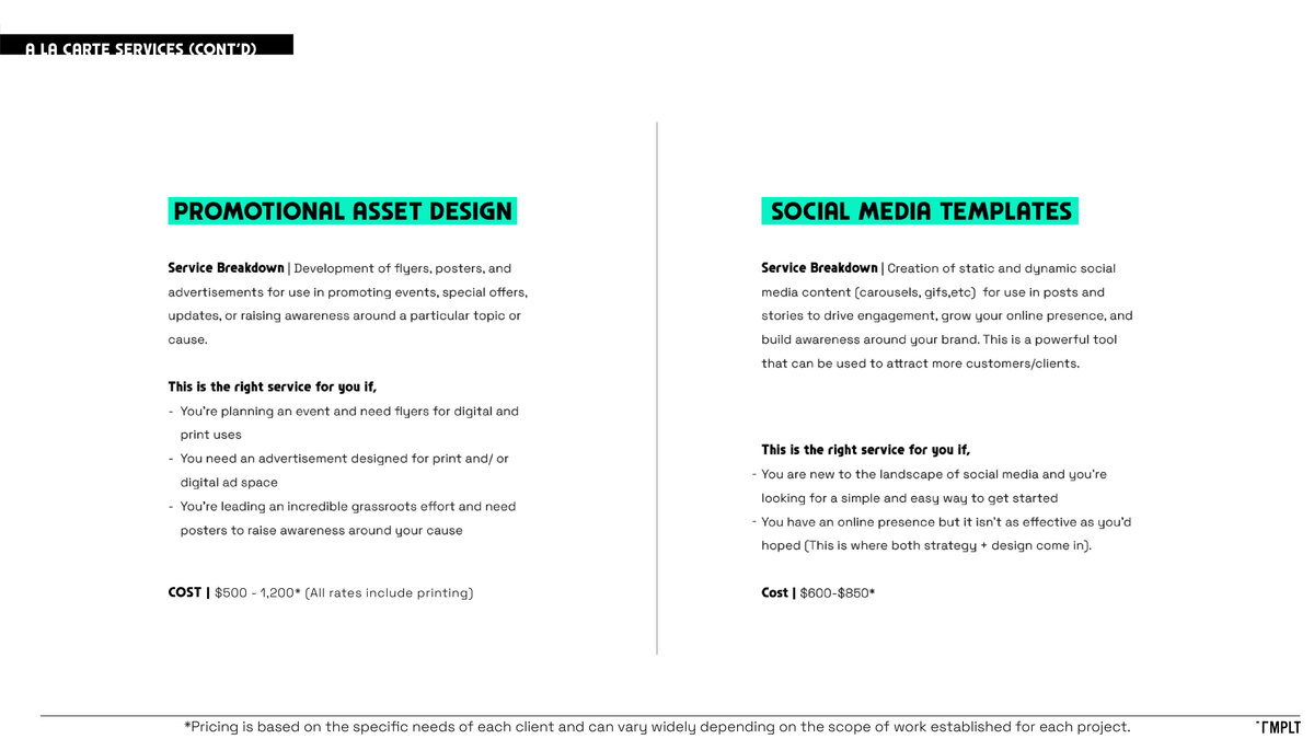 5_A La Carte Services (Cont'd)